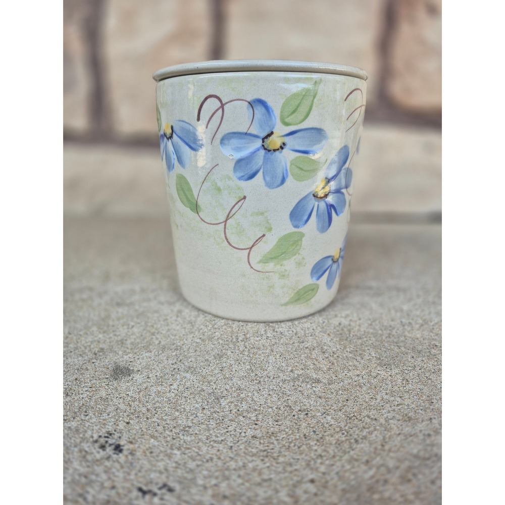 Annie's‎ Garden 2 Pc Stoneware Dip Chiller Server Blue Floral Signed LA